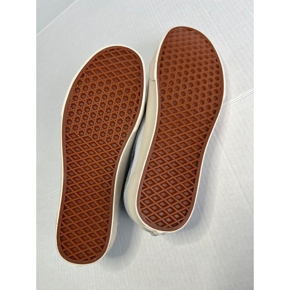 Vans Old Skool Low Top Unisex Sneakers White Gray Leather Women 13 Men 11.5 New - Picture 7 of 9